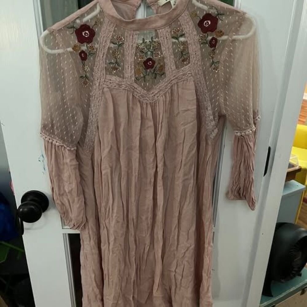 mi ami Embroidered Lace Mesh Mini Dress Size S